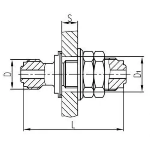 Бронзовый переборочный штуцерный съемный стакан 6x100 мм 554-03.906-01 (ИTШЛ.363171.124)